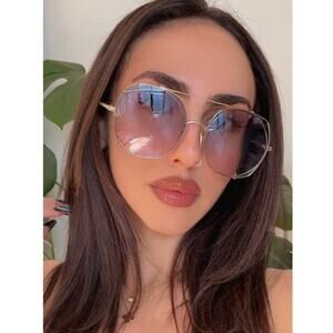 NEW Chloe CH0042S Clip On Round Sunglasses in Gold